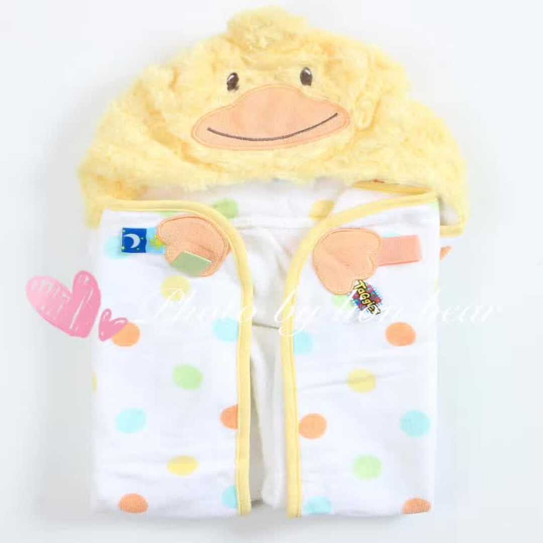 Lion Bear Smiling Duck Hooded Towel - Yellow