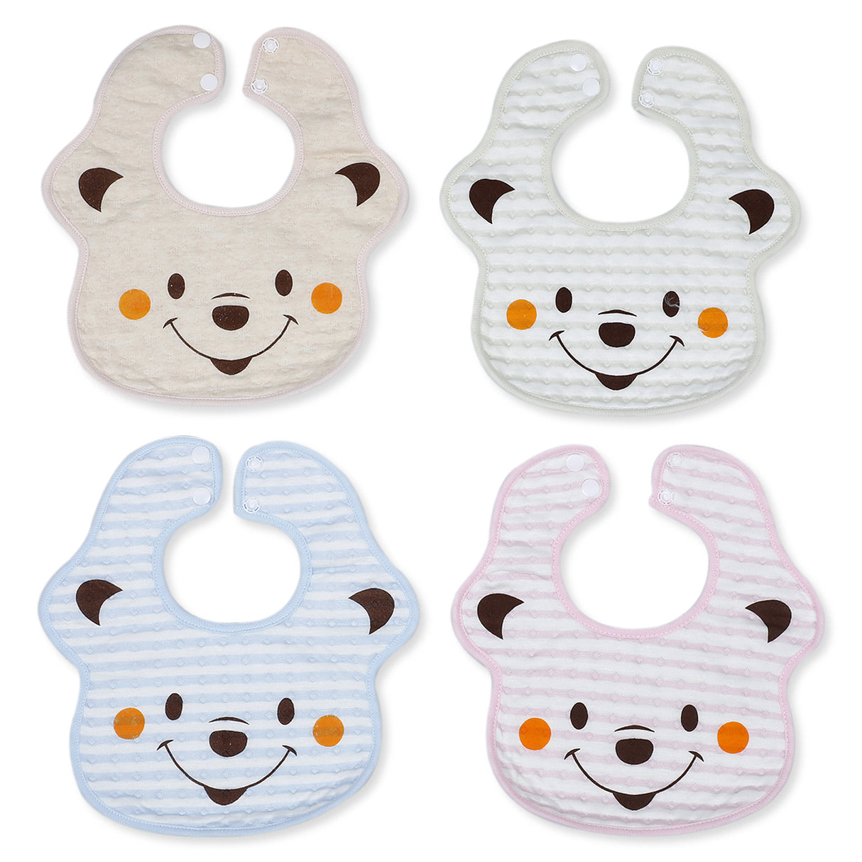 Smiling Teddy Reusable Cotton Bibs