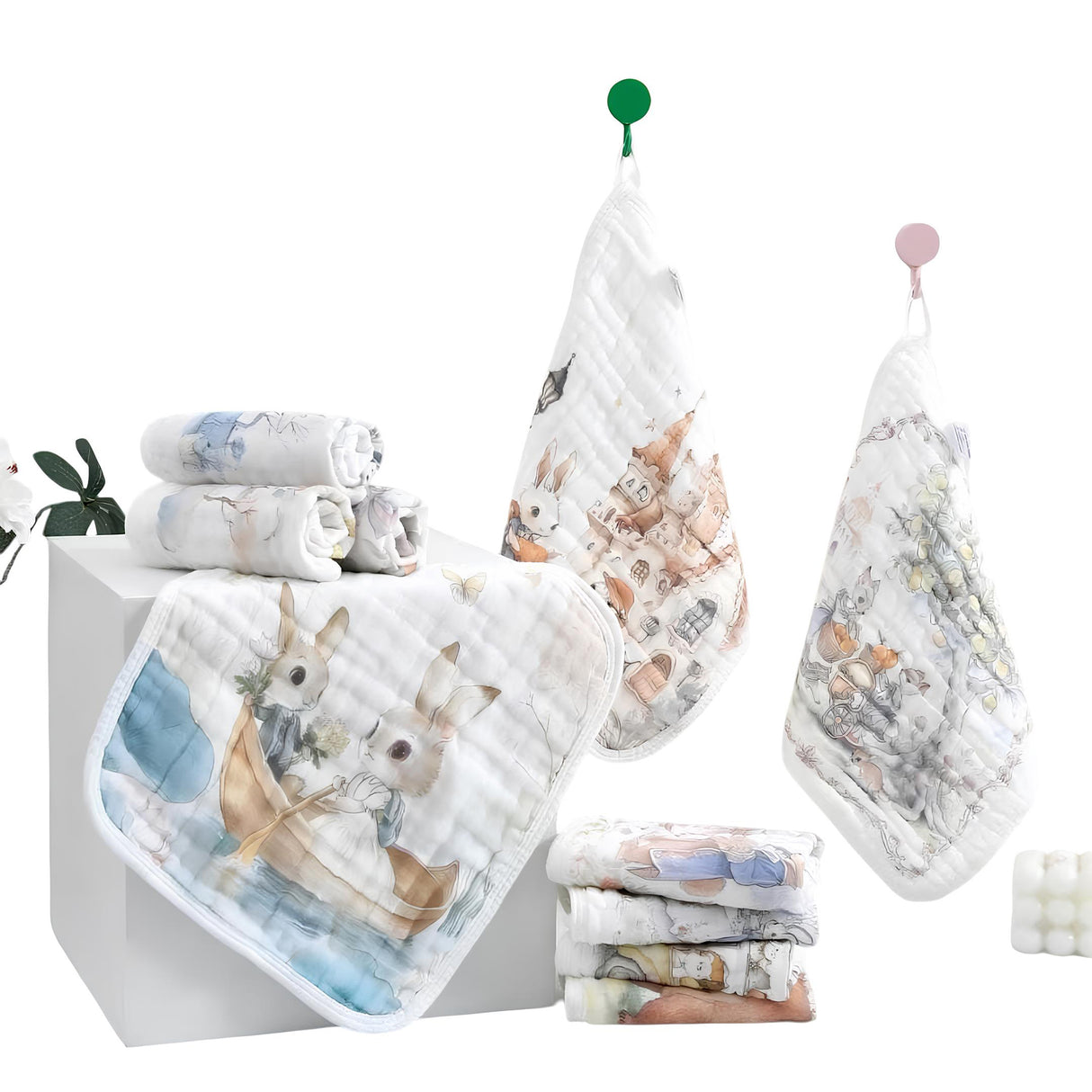 Printed Pack of 12 Muslin Napkins Assorted - Multicolour