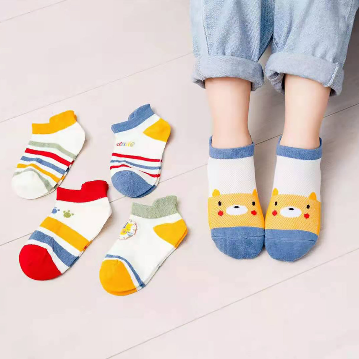 Lightweight Ankle length Cotton Striped Baby Socks