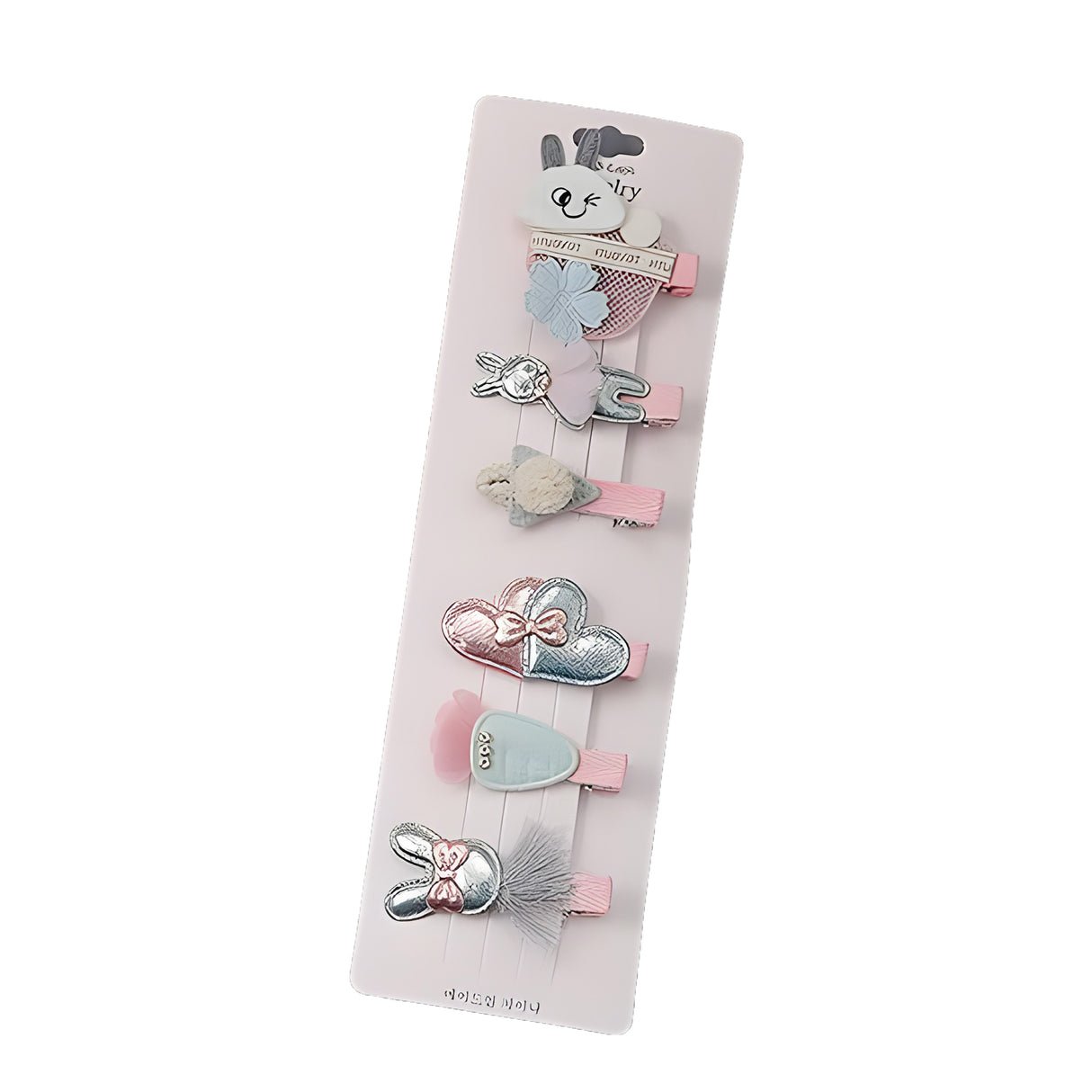 Glittery Cute Bunny Girls 6 Pcs Hair Clips