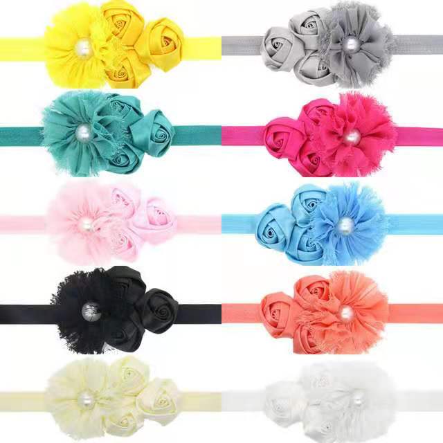 Net Flower Pearl Embellished Girls Headband