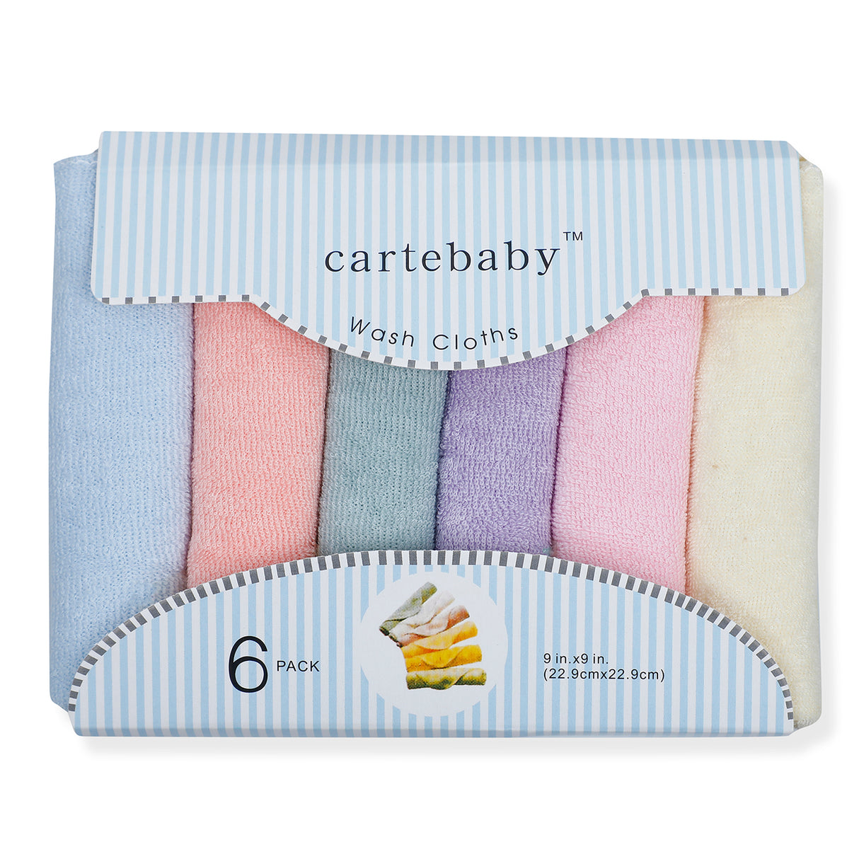 Carte Baby Plain 23 x 23 cm Pack Of 6 Terry Cotton Wash Cloth