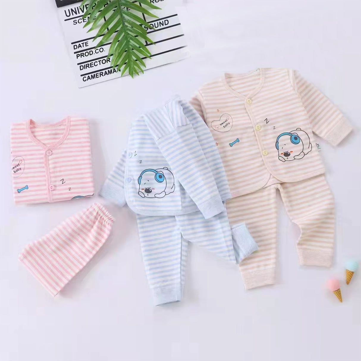 Sleeping Dog Full Sleeves Top And Pyjama Buttoned Cotton Night Suit