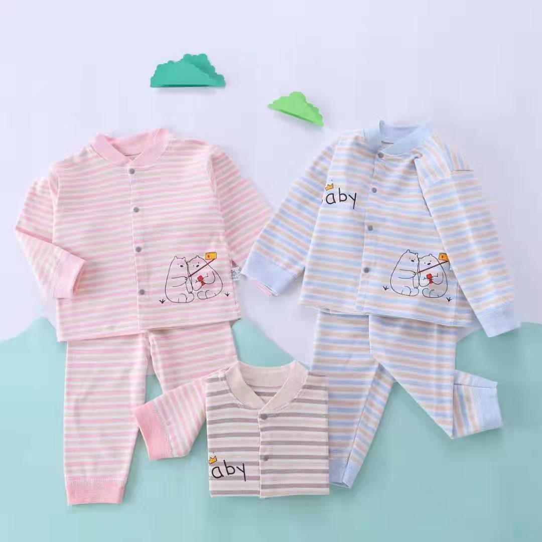 Baby Bear Full Sleeves Top And Pyjama Buttoned Cotton Night Suit