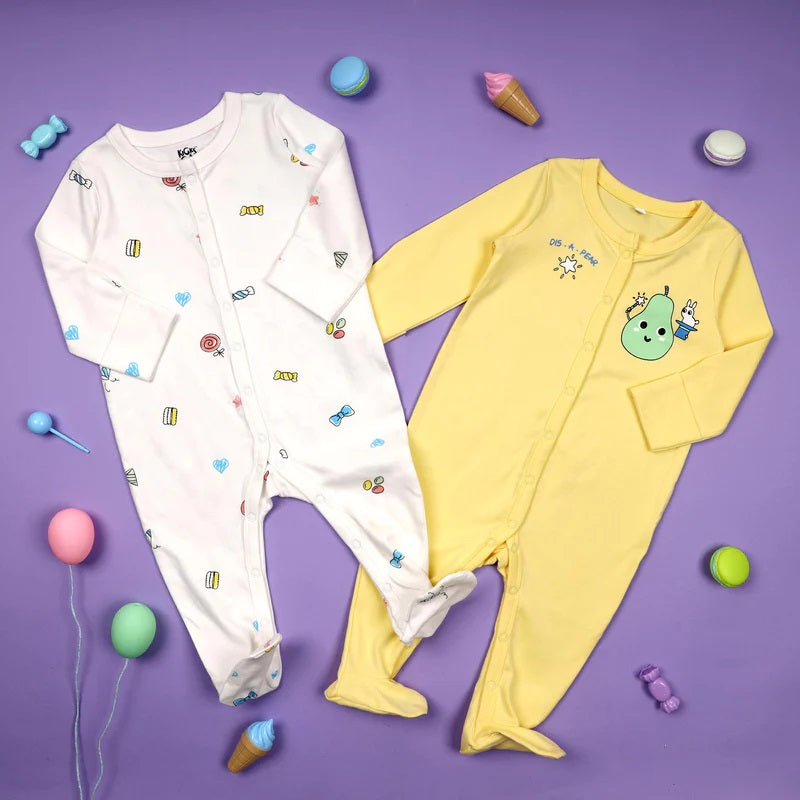 Kicks And Crawl Party Pear Sleepsuits - 2 Pack