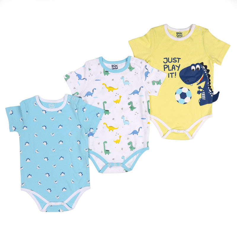 Kicks And Crawl Playtime Dino Onesies - 3 Pack