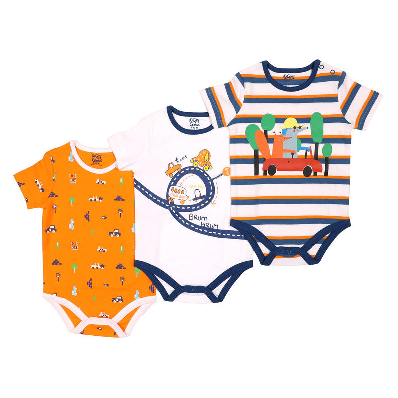 Kicks And Crawl Vroom Vroom Onesies - 3 Pack