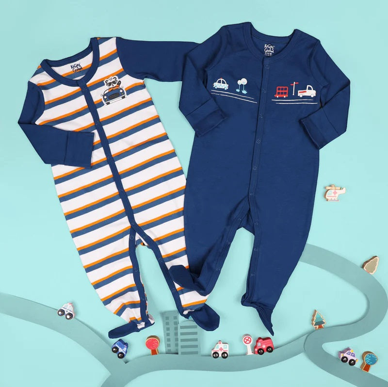 Kicks And Crawl City Crawler Sleepsuit -2 Pack