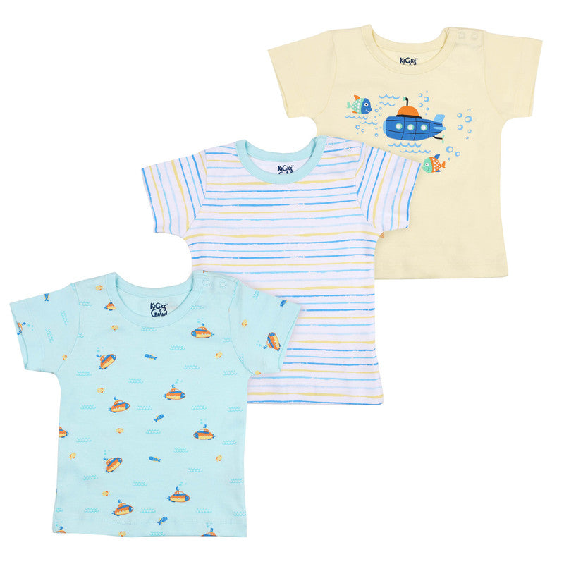 Kicks And Crawl Submarine Seas Baby Tshirts - 3 Pack