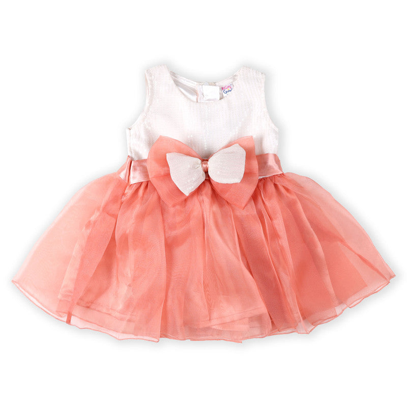 Kicks And Crawl White And Peach Party Frock