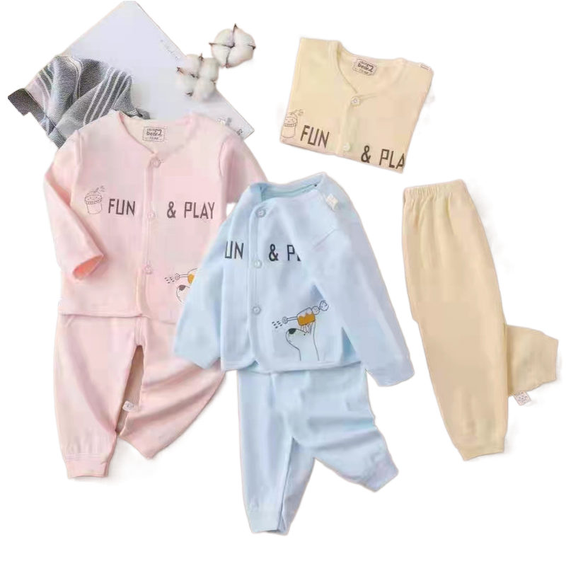 Fun & Play Full Sleeves Top And Pyjama Buttoned Cotton Night Suit