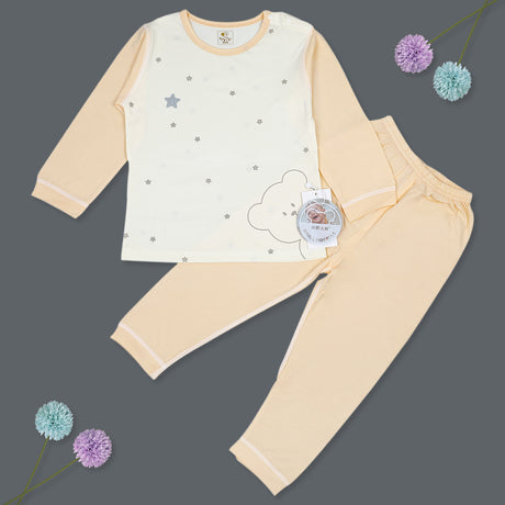 Star Full Sleeves Top And Pyjama Round Neck Night Suit