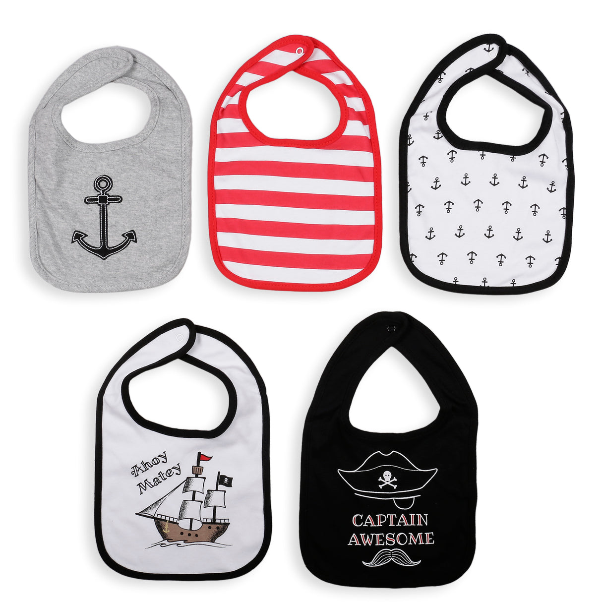 Baby Moo Multicolour Feeding Bibs Pack Of 5