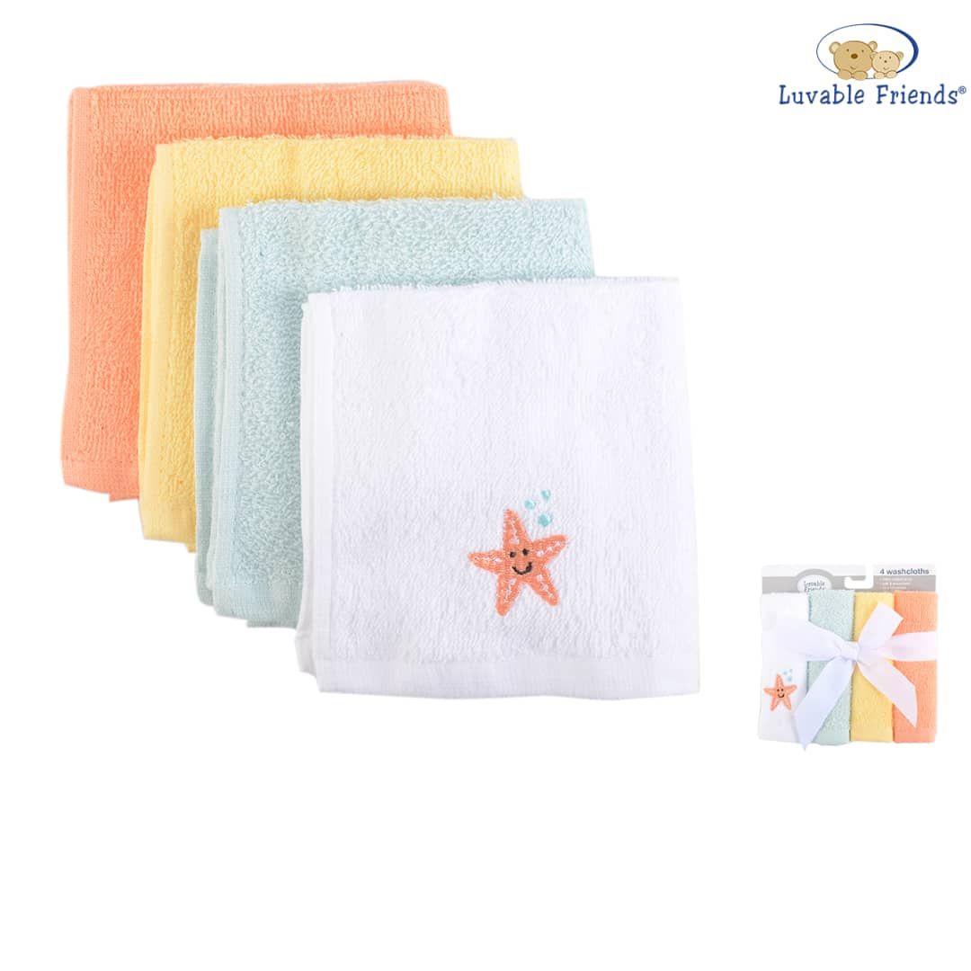 Luvable Friends Set of 4 Cotton Wash Cloth