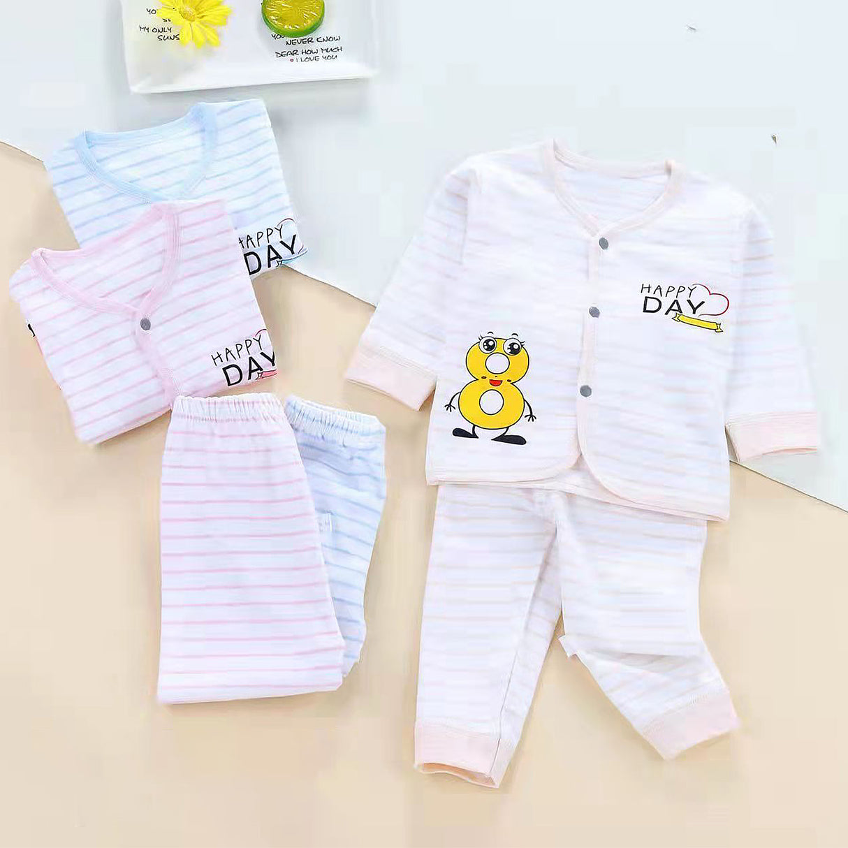 Happy Day Full Sleeves Top And Pyjama Buttoned Cotton Night Suit