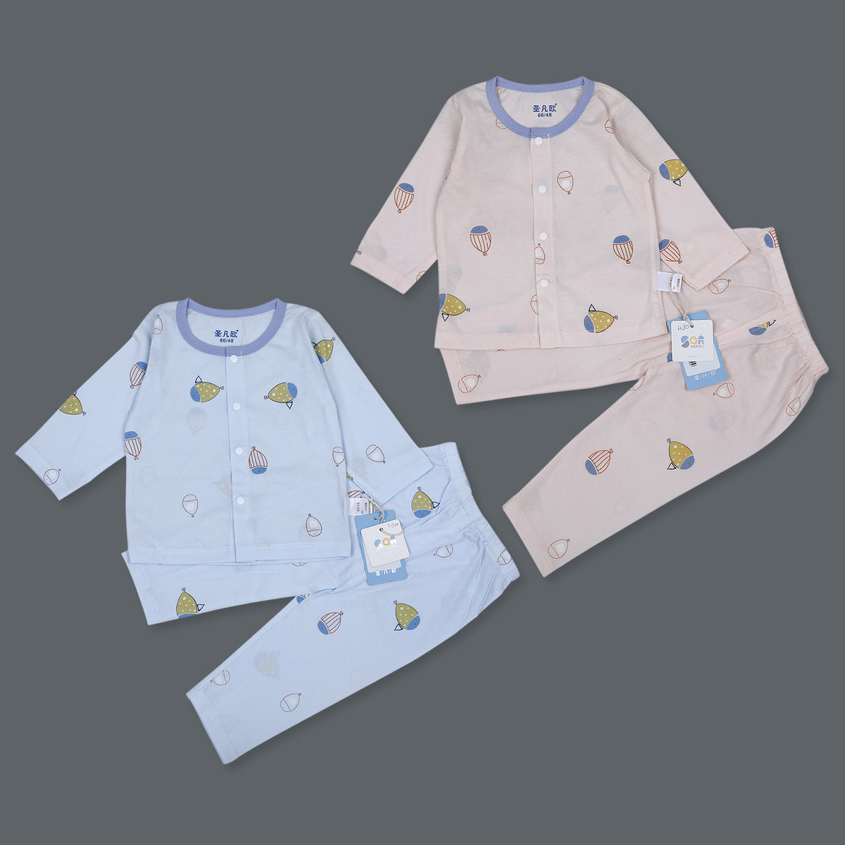 Fish Full Sleeves Top And Pyjama Buttoned Night Suit