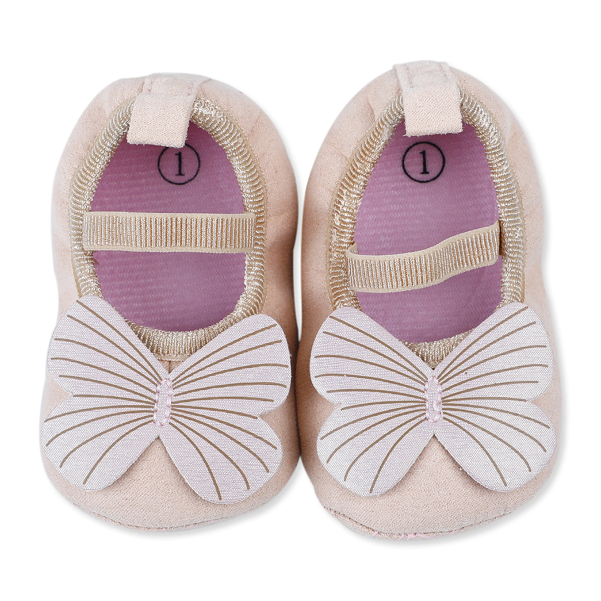 Shiny Butterfly Girls Anti-Skid Ballerina Booties