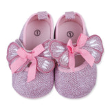 Shiny Bow Girls Premium Anti-Skid Ballerina Booties