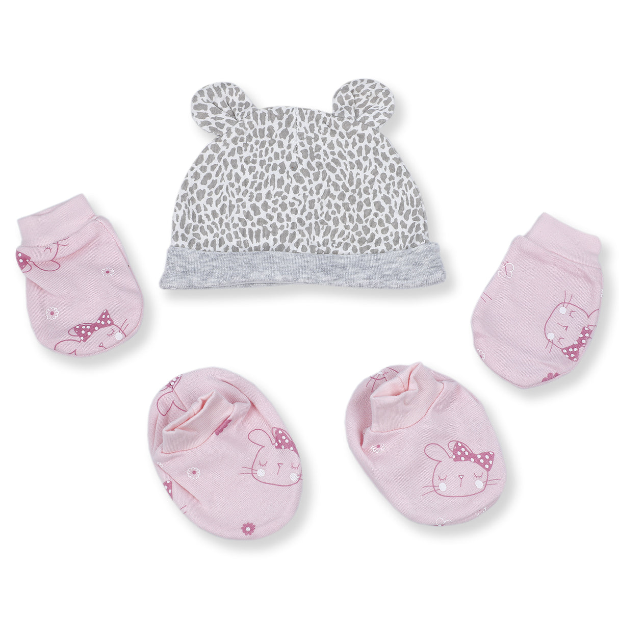 Sunnozy Cotton Cap Booties And Mittens Set