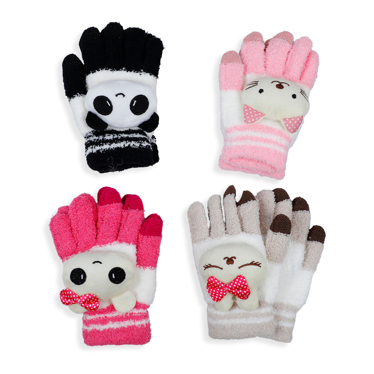 3D Animal Cute Face Soft Woollen Winter Warm Hand Gloves
