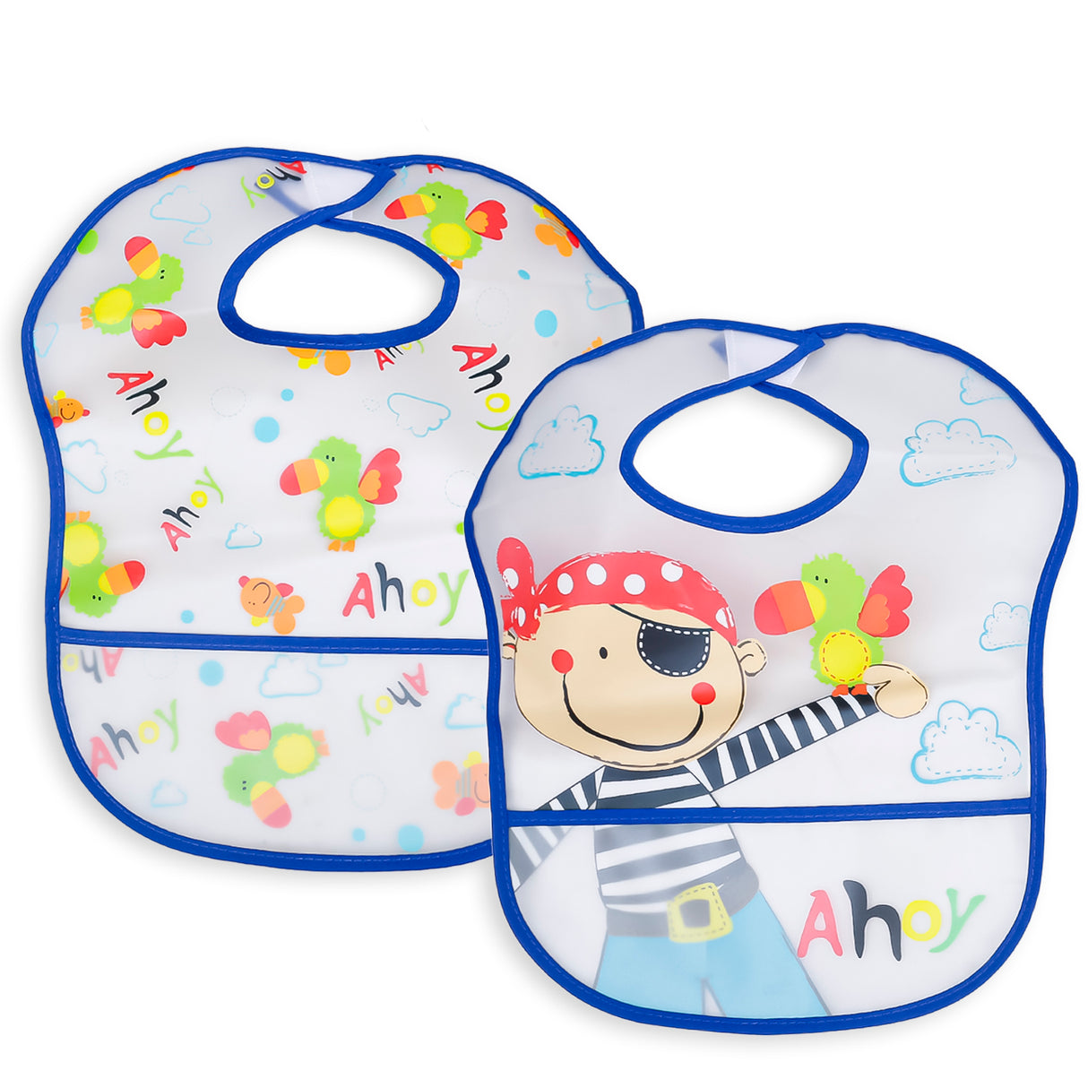 Baby Moo Feeding Bibs Pack Of 2 Crumb Catcher Waterproof