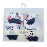 Sunnozy Cotton Booties And Mitten Set