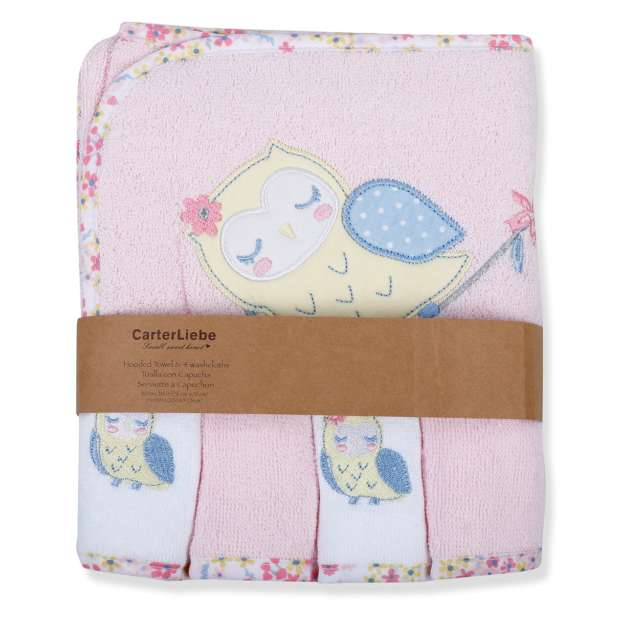 Carterliebe Owl Print Premium Soft And Comfy Towel & Wash Cloth Set