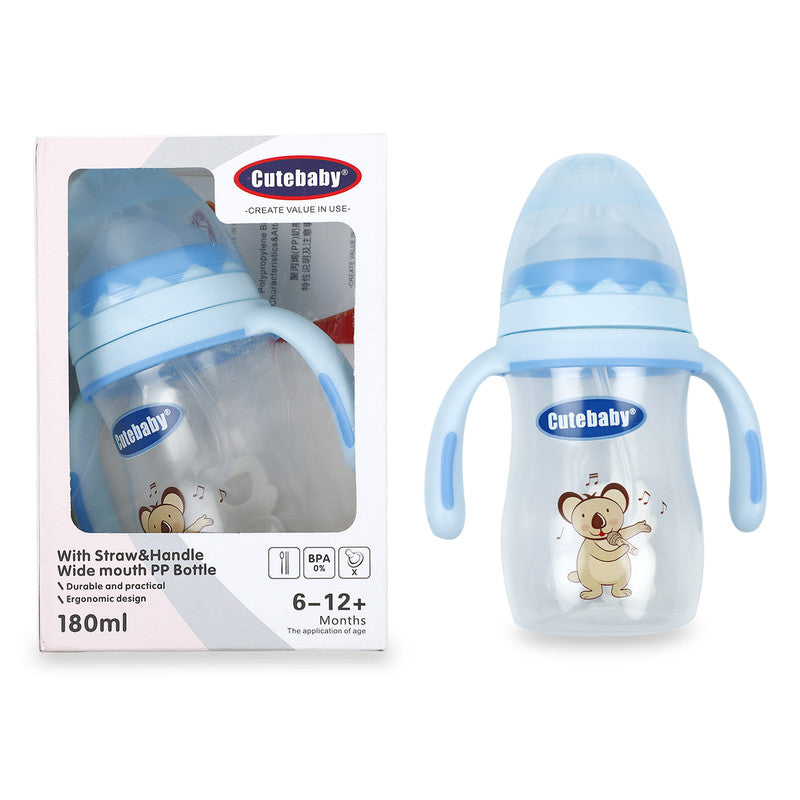 Travel-Friendly 180ml Baby Feeding Bottle With Handle