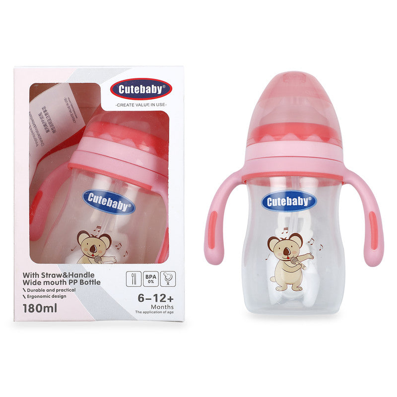 Travel-Friendly 180ml Baby Feeding Bottle With Handle