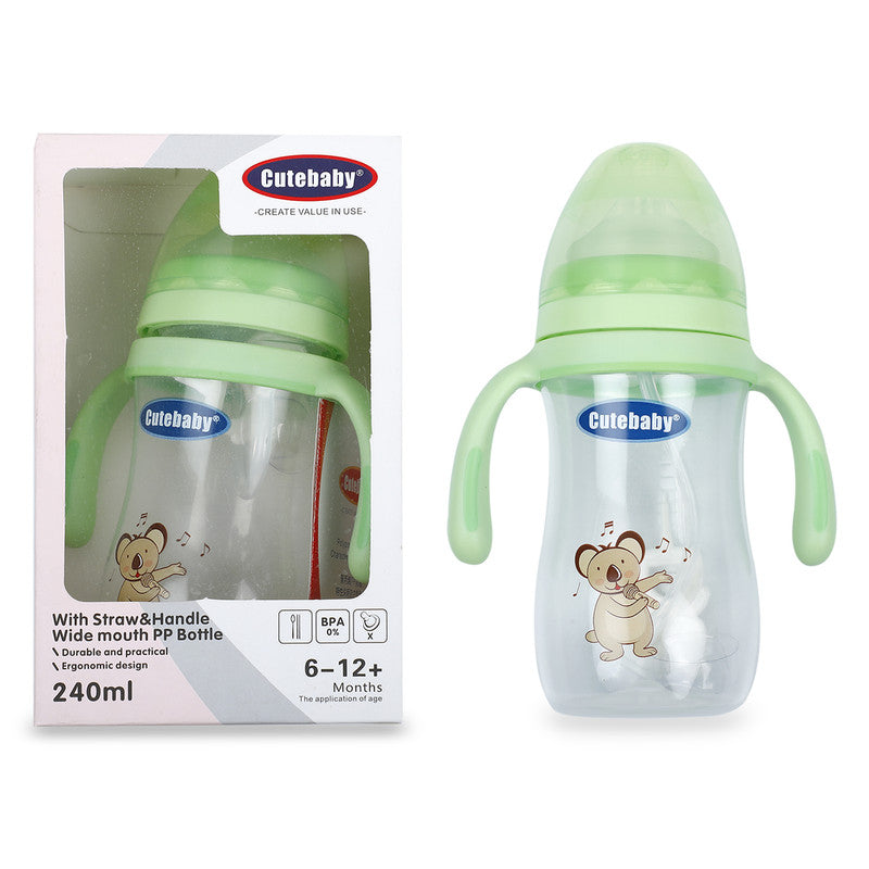 Travel-Friendly 240ml Baby Feeding Bottle With Handle