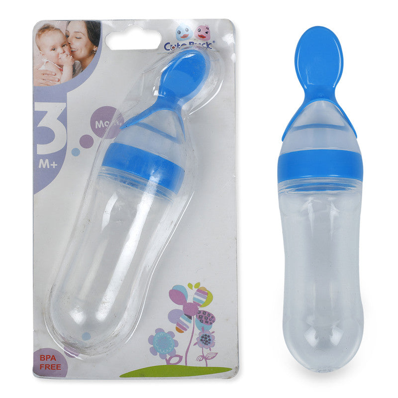 Travel Friendly BPA-Free Squeezy Feeding Bottle With Spoon