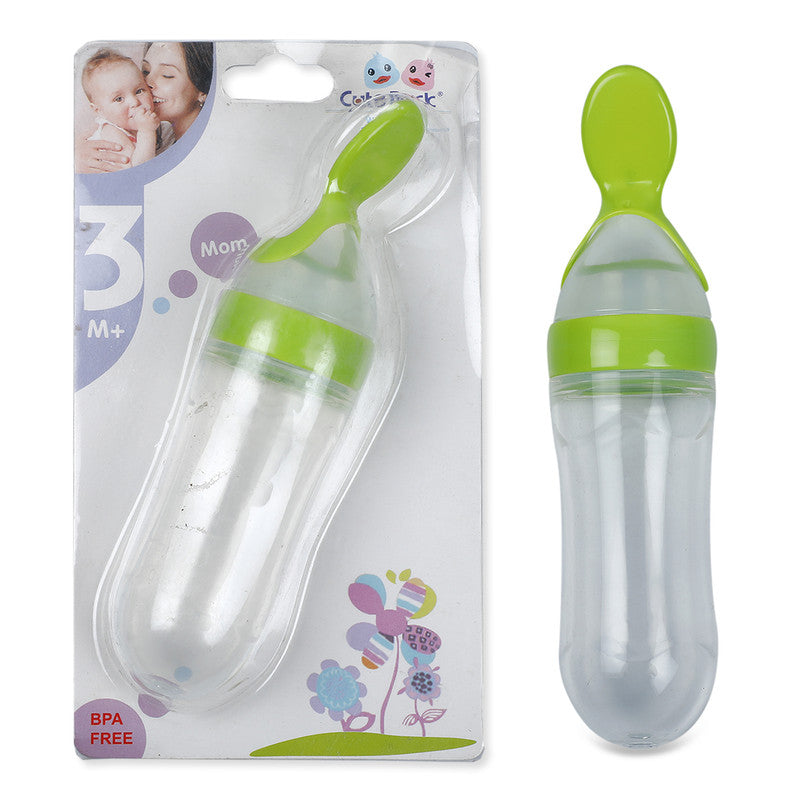 Travel Friendly BPA-Free Squeezy Feeding Bottle With Spoon