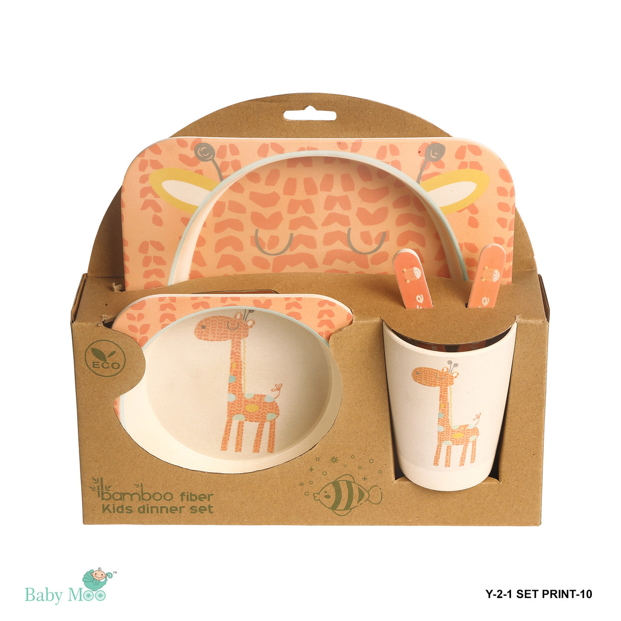 Baby Moo Bamboo Fiber Dinner Set 5Pk