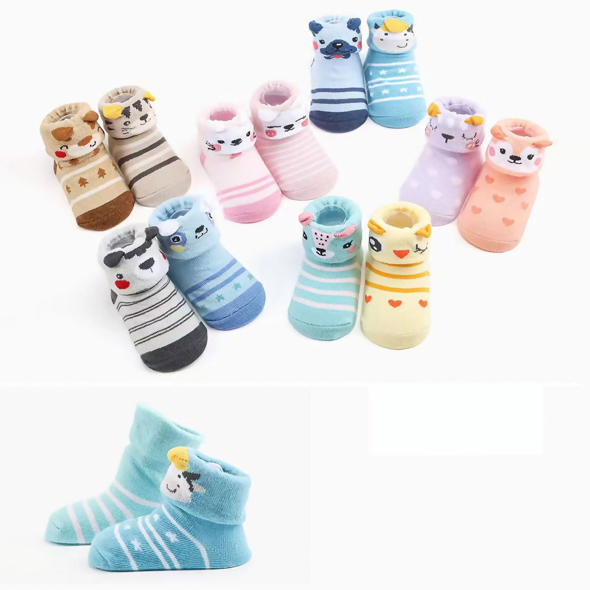 Pet Animals Cotton Anti-Skid Socks - Multicolour